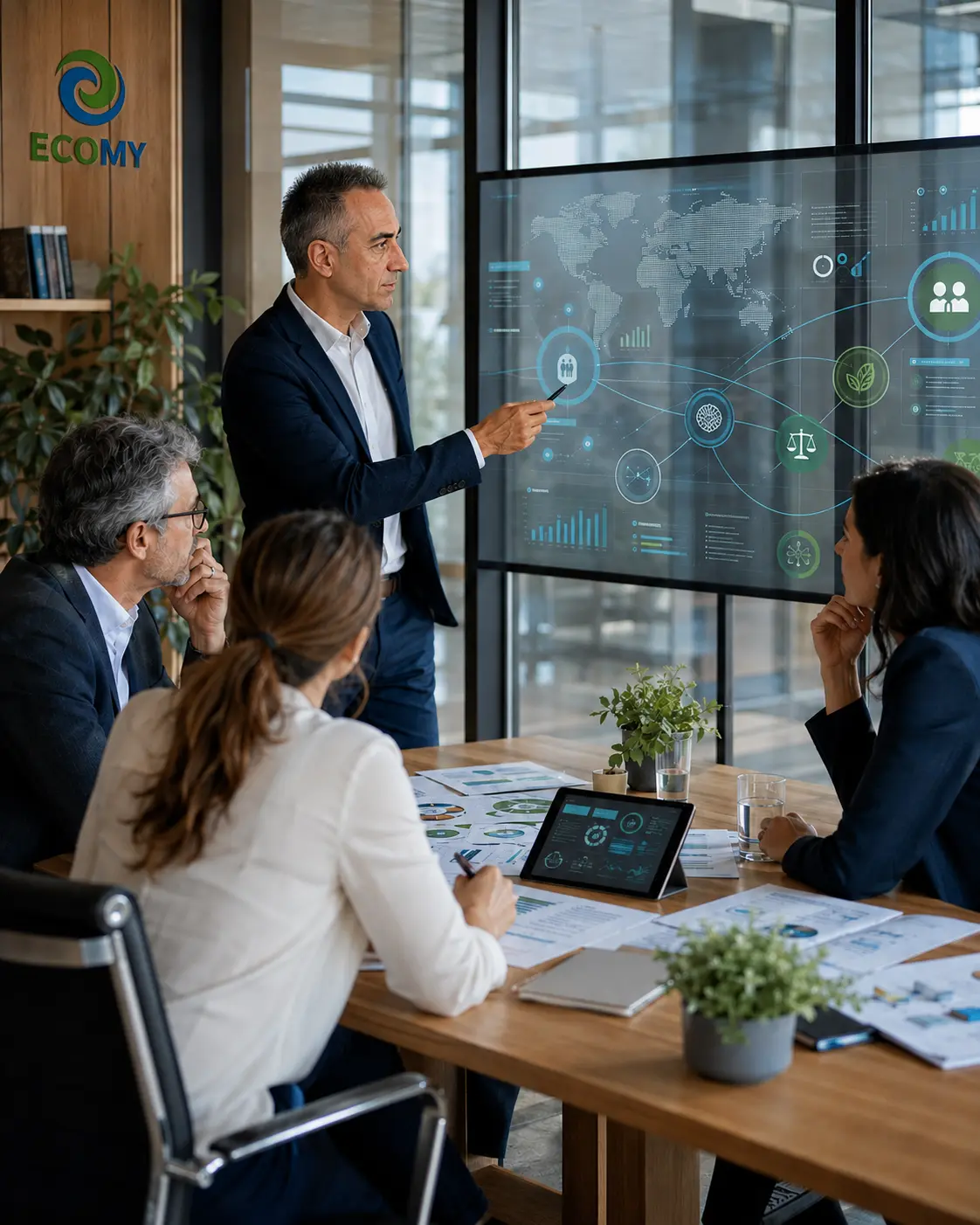 Sabino Sabini durante un incontro manageriale ECOMY dedicato a strategia, persone, dati e sviluppo dell'impresa